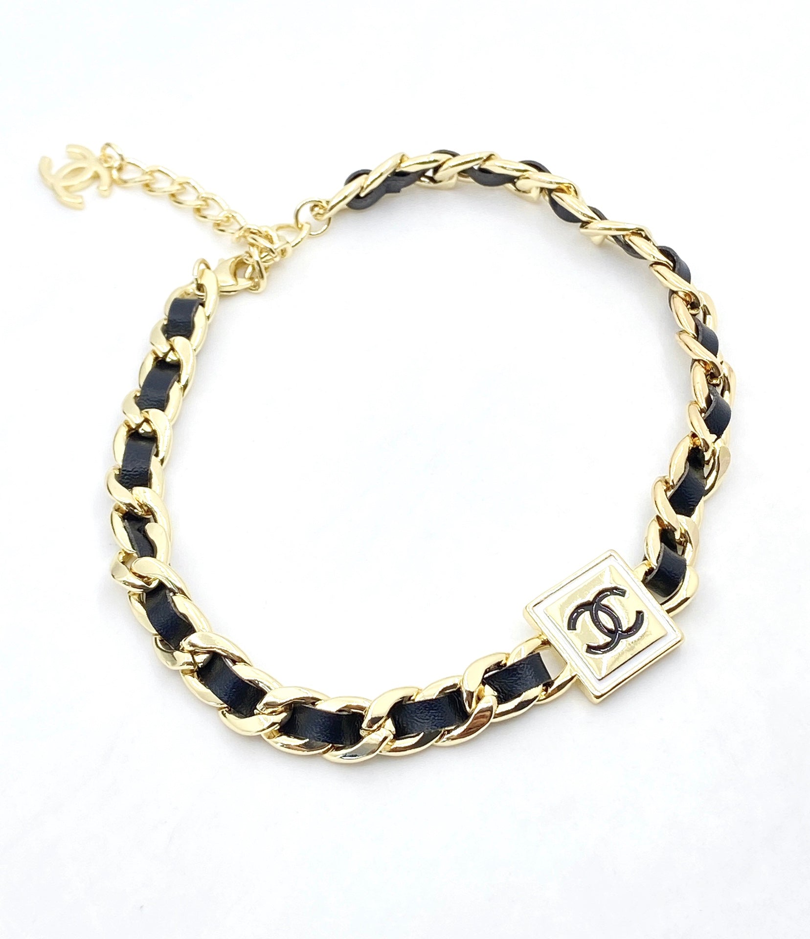 Chanel Leather 18K Gold Necklace