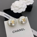 Chanel Pearl Gold Round 18K Gold Earrings