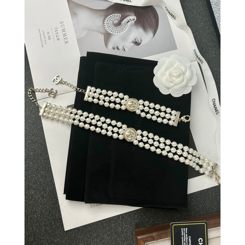 Chanel Choker Pearl Chain 18K Gold Necklace