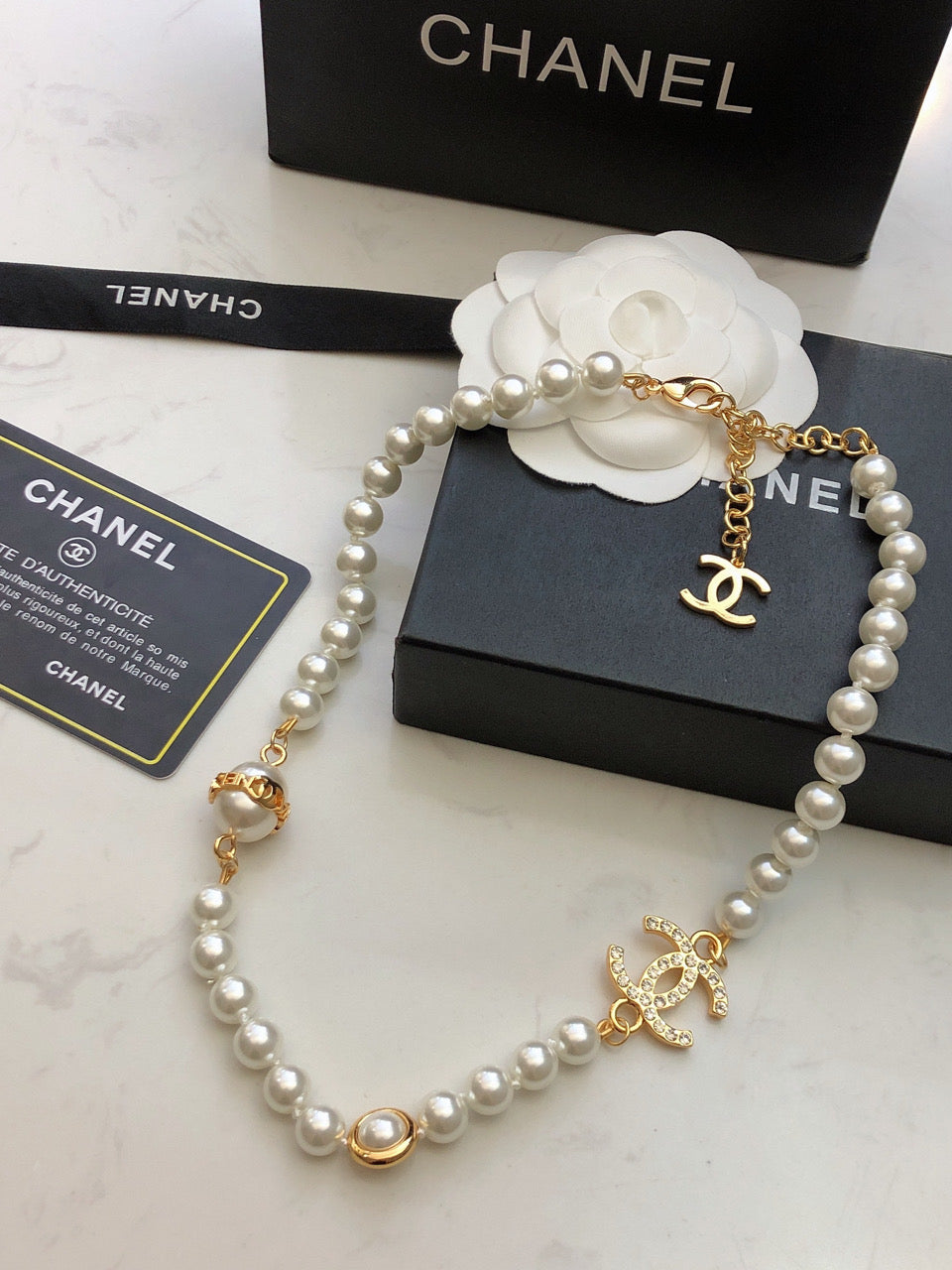 Chanel Pearl Chain 18K Gold Necklace