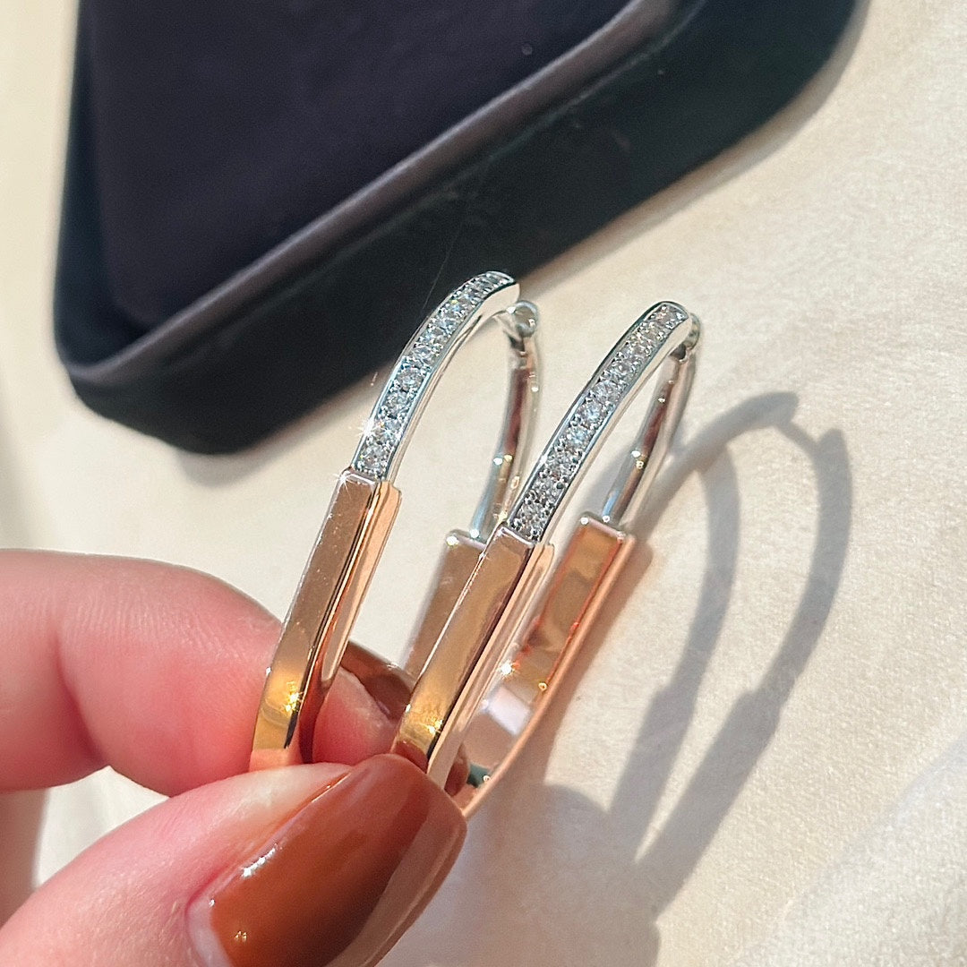 Tiffany Lock Diamond 18K Gold Earrings