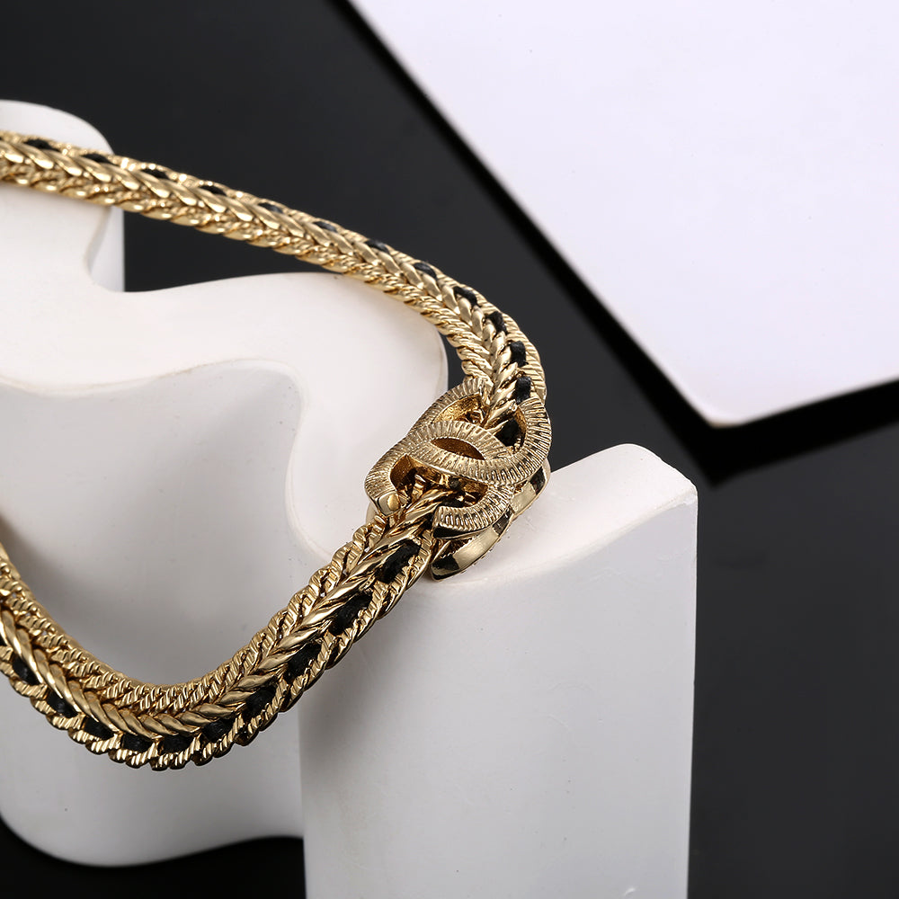 Chanel Strass Chain Choker 18K Gold Necklace
