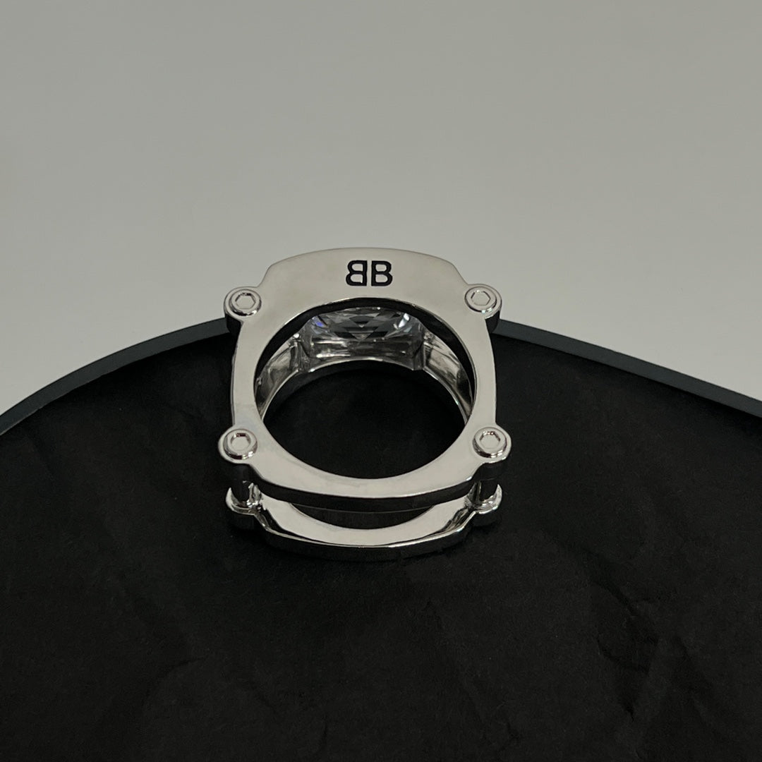 Balenciaga Crystal 18K Gold Ring