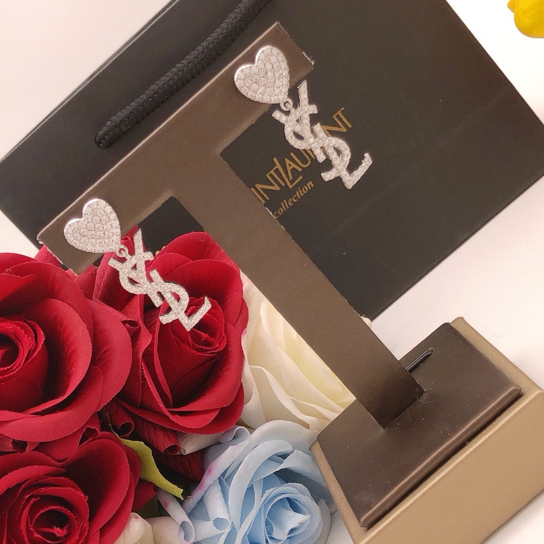 YSL Heart Diamonds 18K Gold Earrings