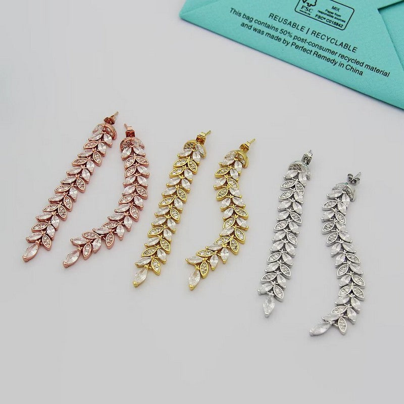 Tiffany Victoria Diamond Vine Drop 18K Gold Earrings
