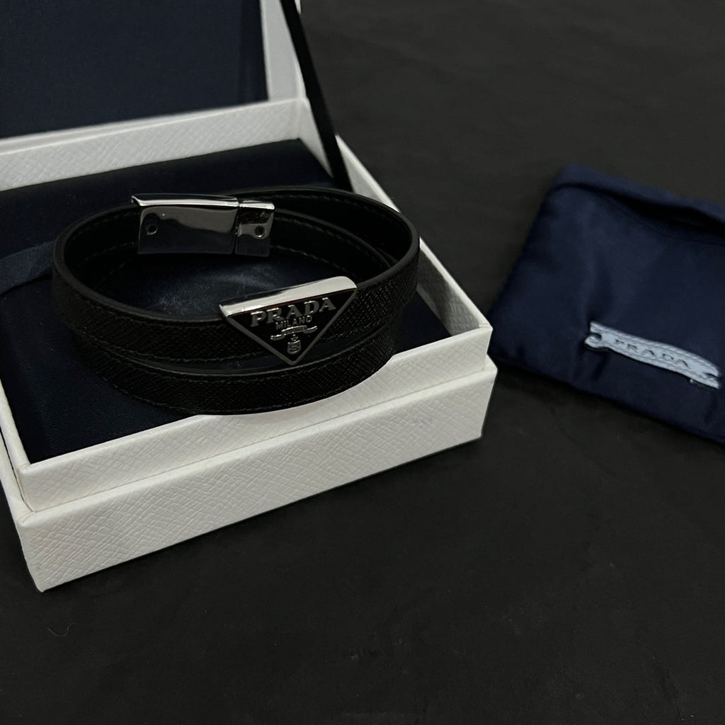 Prada Leather 18K Gold Bracelet