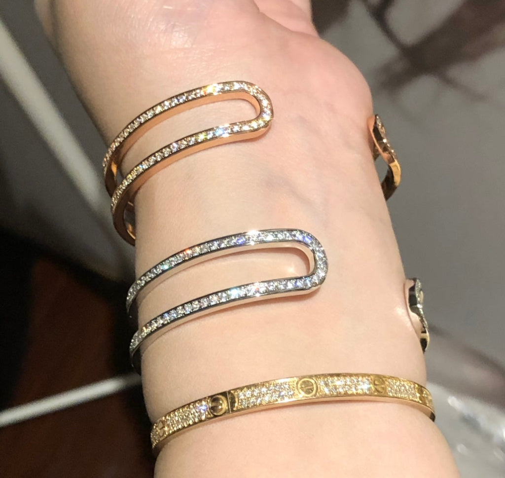Hermes Ever Chain D¡ ̄ancre Cuff Diamond 18K Gold Bracelet