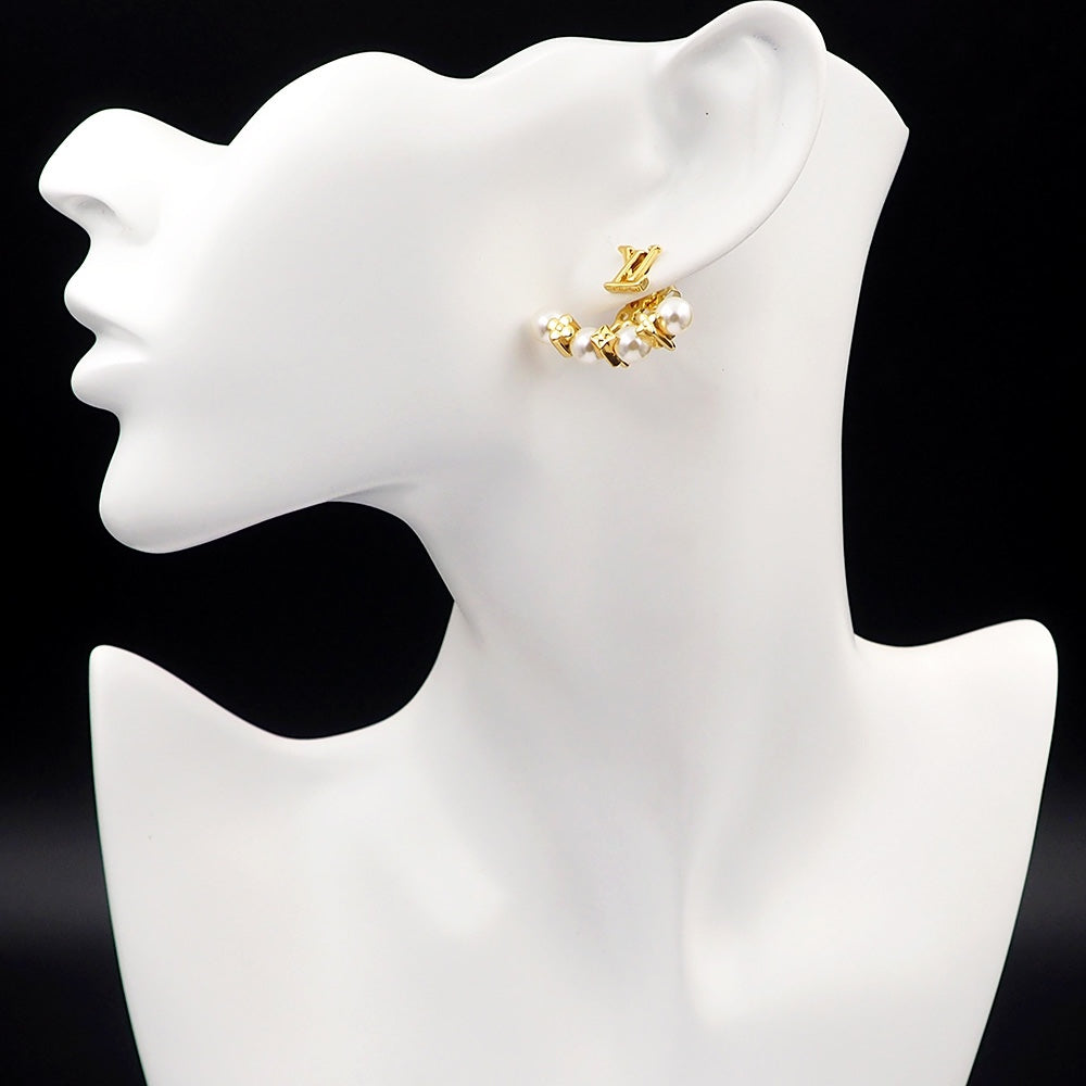 Louis Vuitton Monogram Pearls 18K Gold Earrings