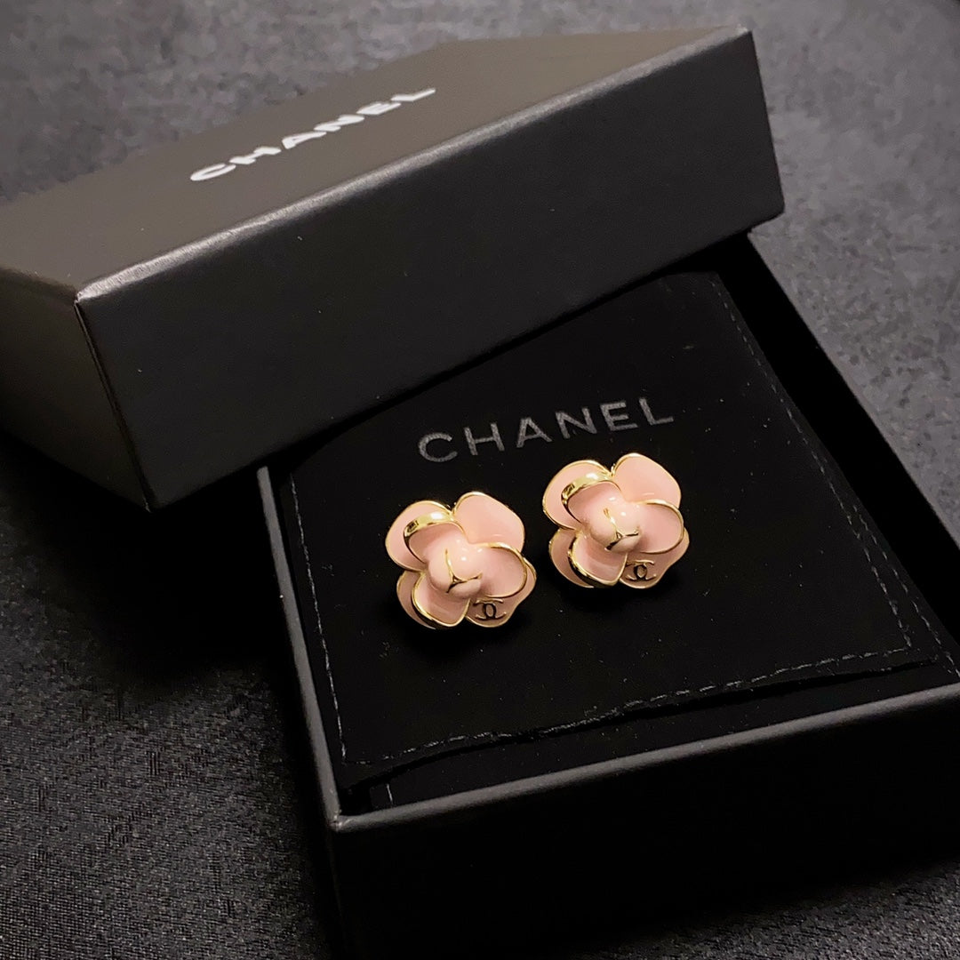 Chanel Camellia 18K Gold Earrings