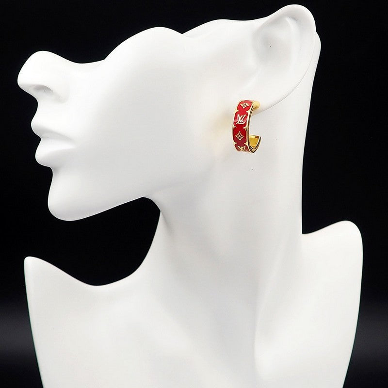 Louis Vuitton Nanogram Enamel 18K Gold Earrings