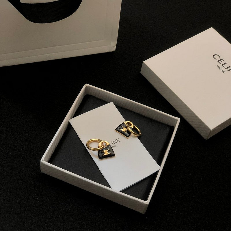 Celine Black Bag Gold 18K Gold Earrings