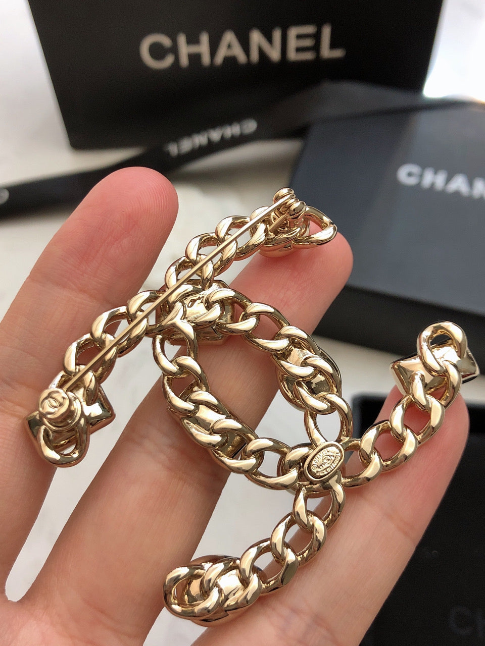 Chanel Crystals Strass 18K Gold Brooch