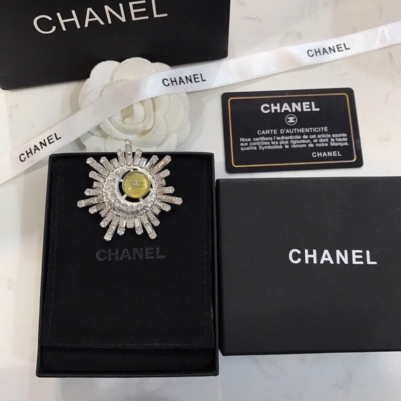 Chanel Crystal 18K Gold Brooch