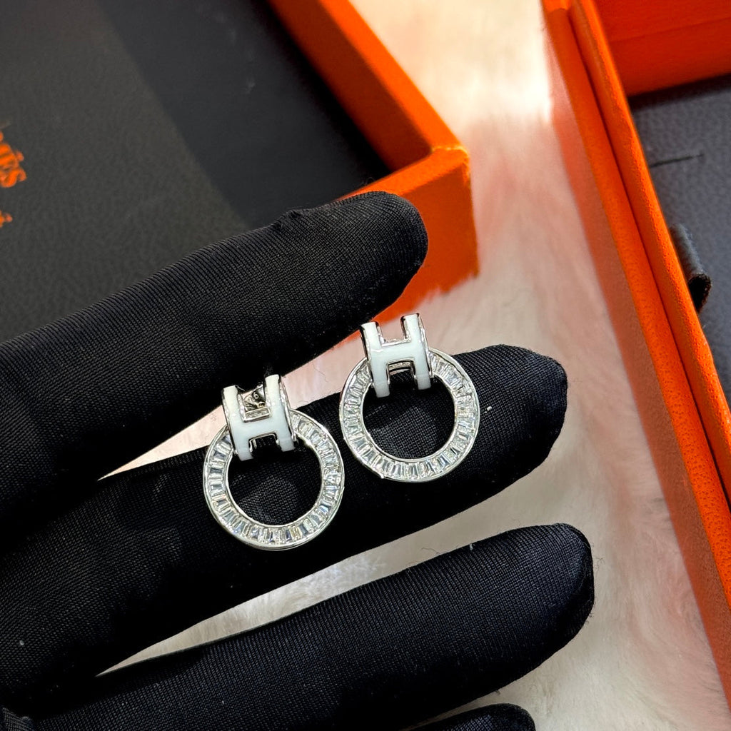 Hermes Clic Diamond 18K Gold Earrings