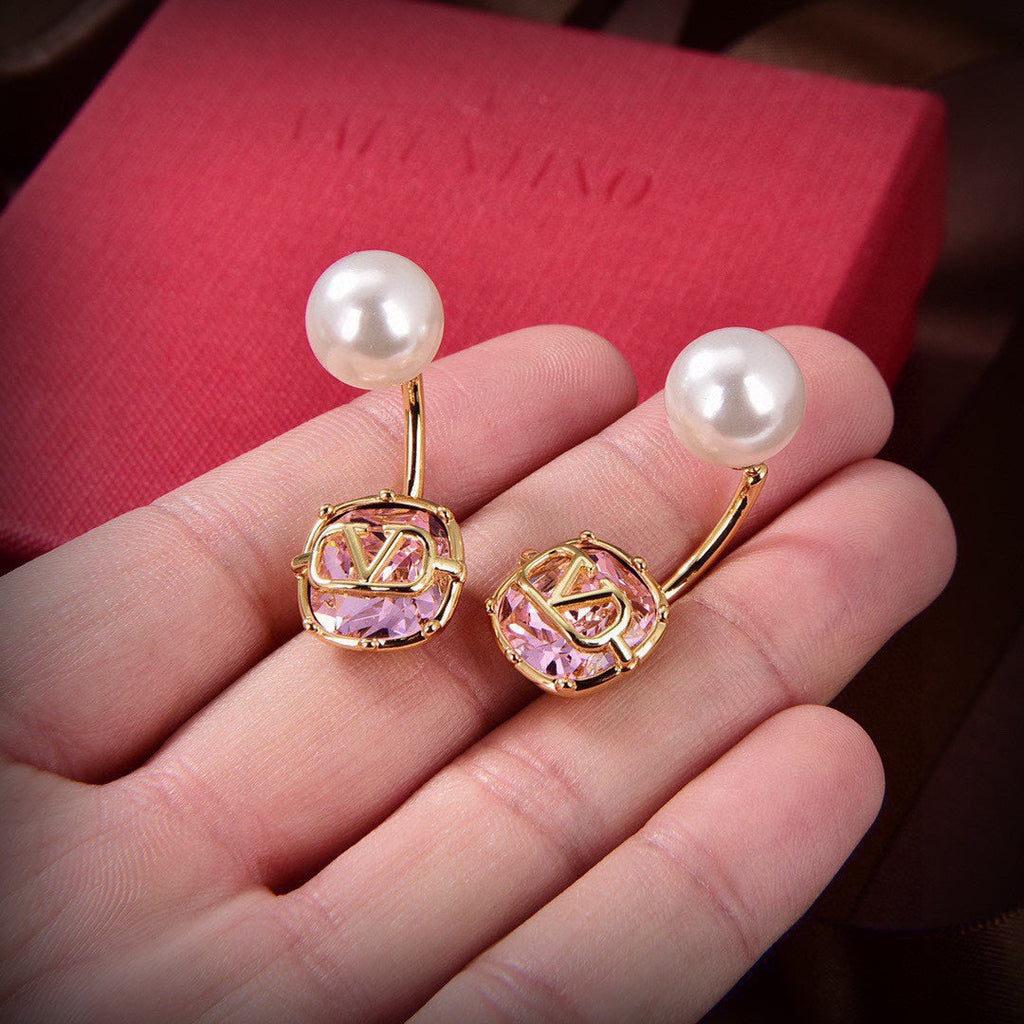 Valentino Crystal 18K Gold Earrings