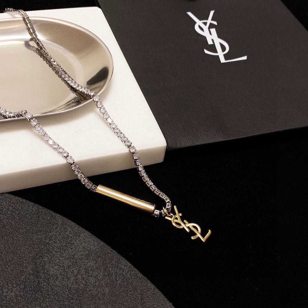 YSL Chain Diamond 18K Gold Necklace