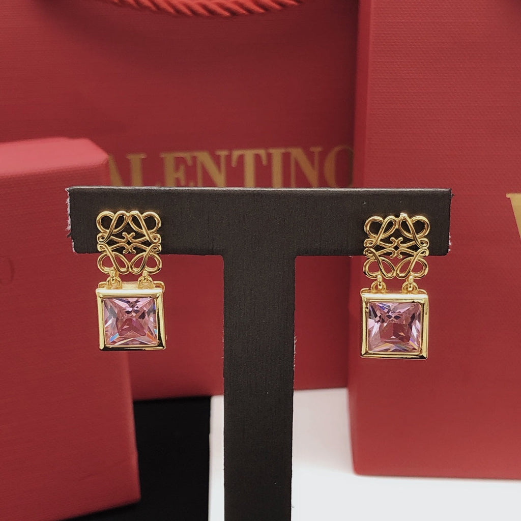 LOEWE Anagram Crystal 18K Gold Earrings