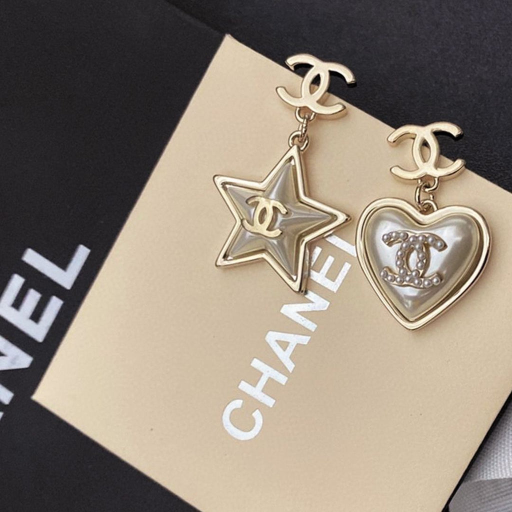 Chanel Heart & Star 18K Gold Earrings