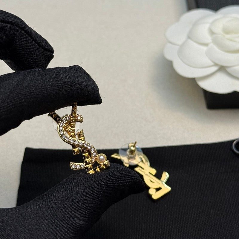 YSL Gold Diamond 18K Gold Earrings