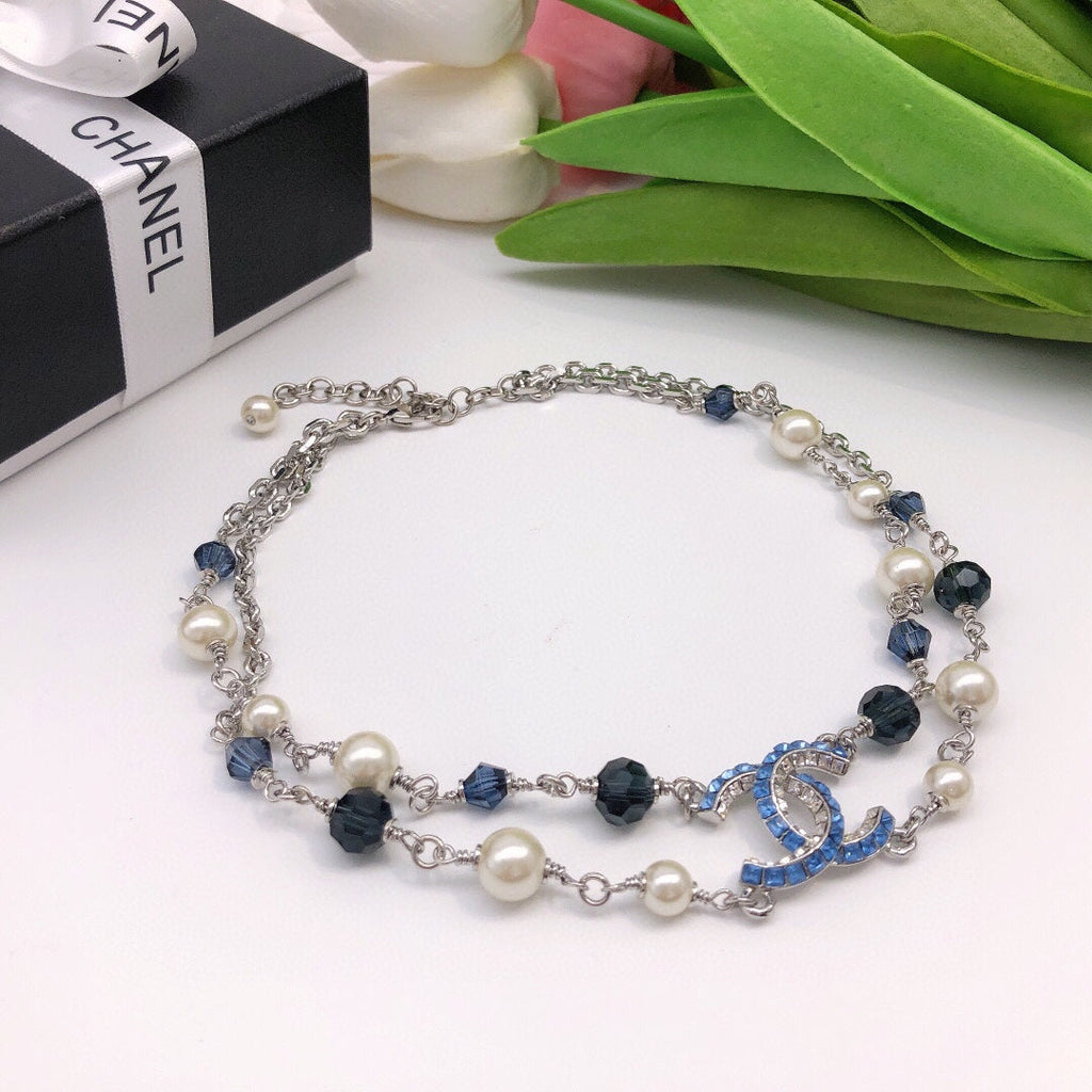 Chanel Blue Resin 18K Gold Necklace