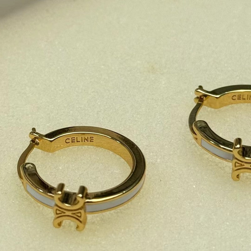 Celine Pearl Circle Gold 18K Gold Earrings