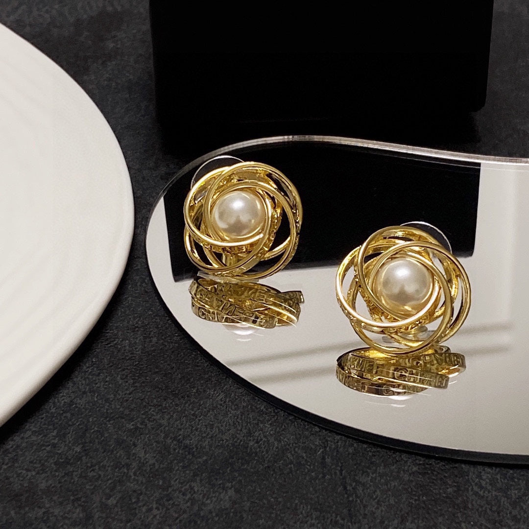 Chanel Pearl 18K Gold Earrings