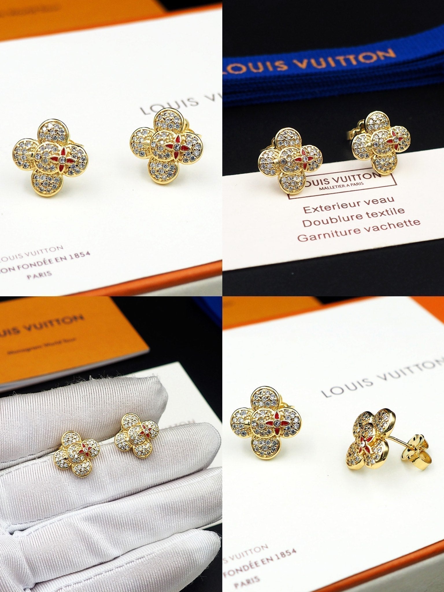 Louis Vuitton Vivienne Diamond 18K Gold Earrings