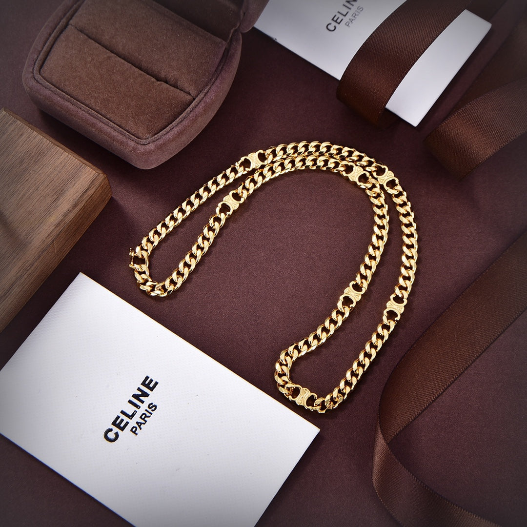 Dior Celine Small Gourmette 18K Gold Necklace