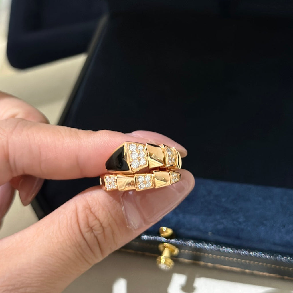 Bvlgari Serpenti Viper Black 18K Gold Ring