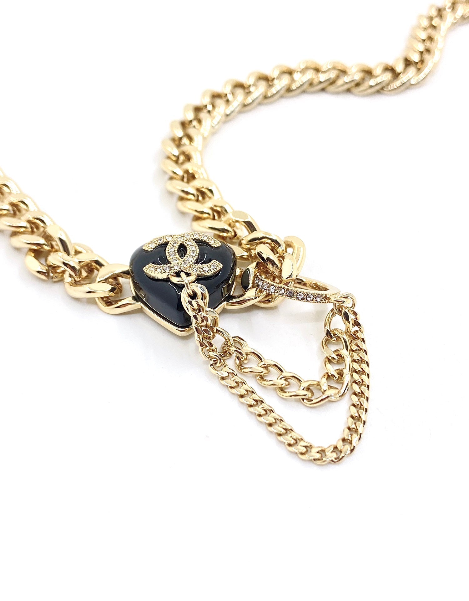 Chanel Black Choker 18K Gold Necklace