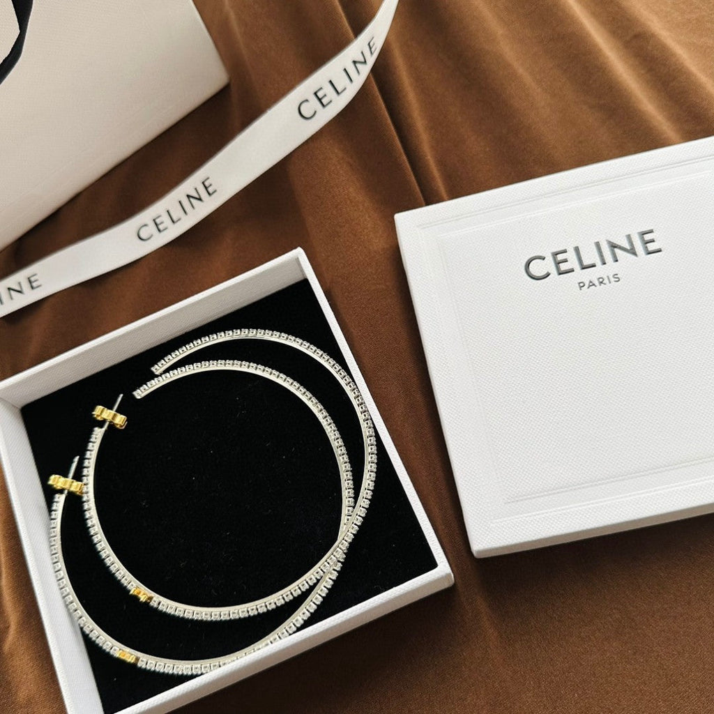 Celine Gourmette Crystals 18K Gold Earrings