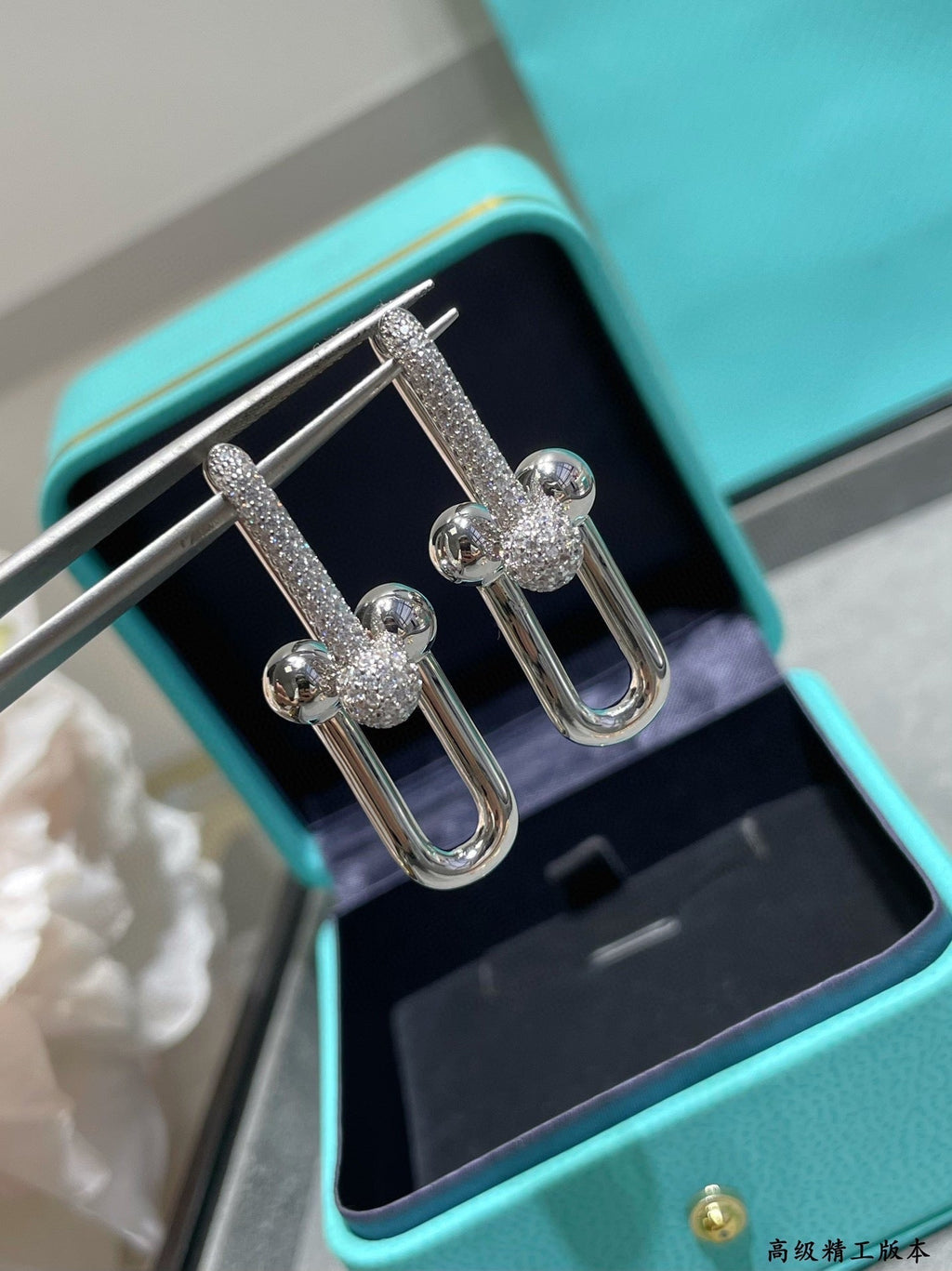 Tiffany HardWear Large Link Diamonds 18K Gold Earrings