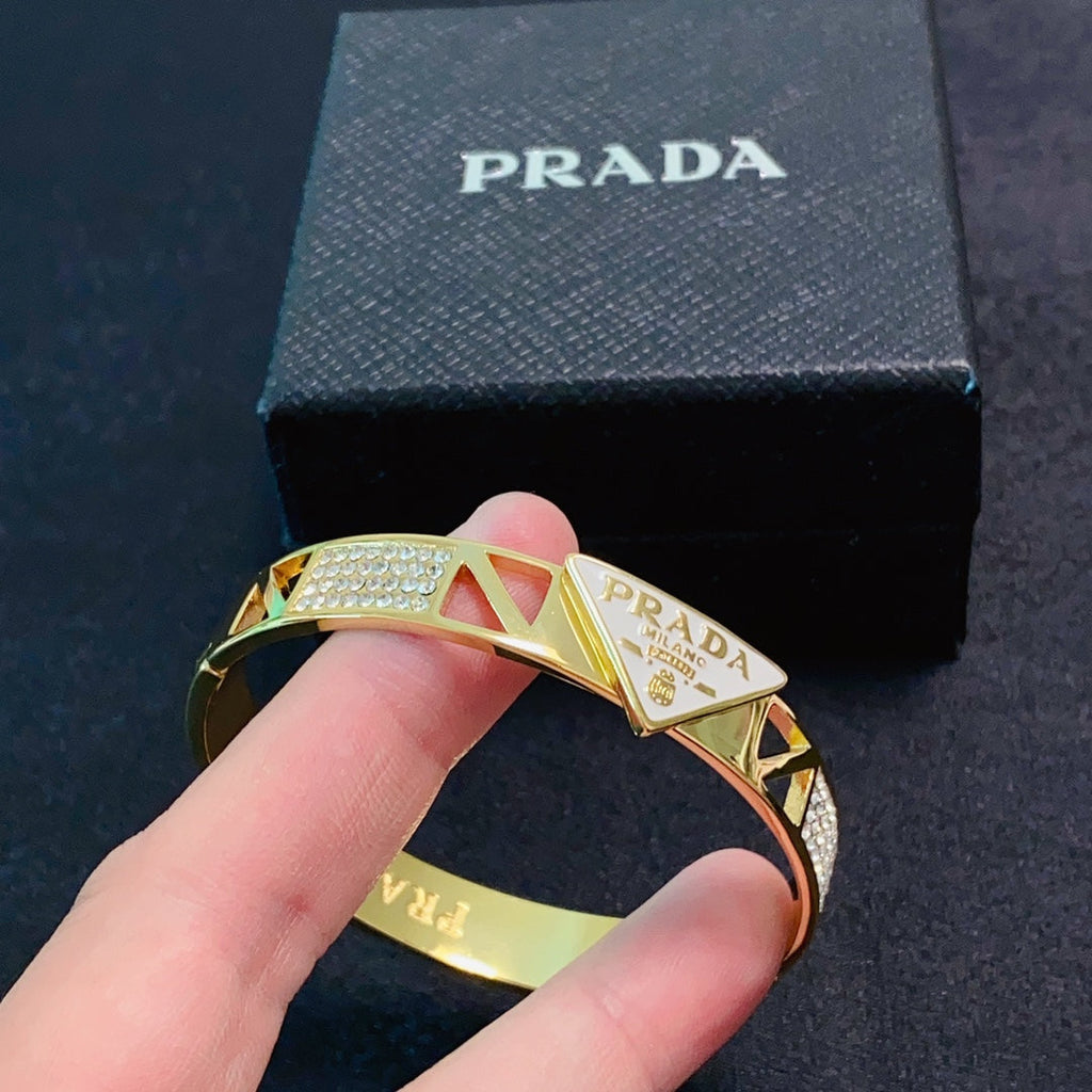 Prada Triangle Diamond 18K Gold Bracelet