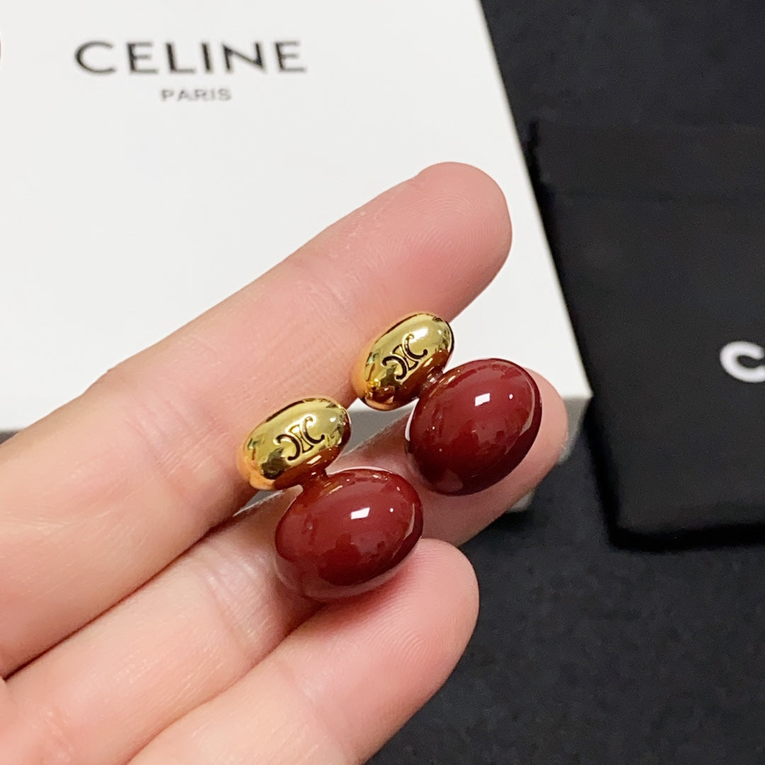 Celine Red 18K Gold Earrings