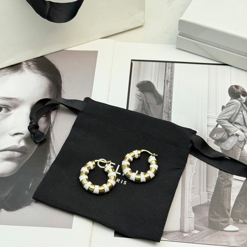 Celine Pearl Round Gold 18K Gold Earrings