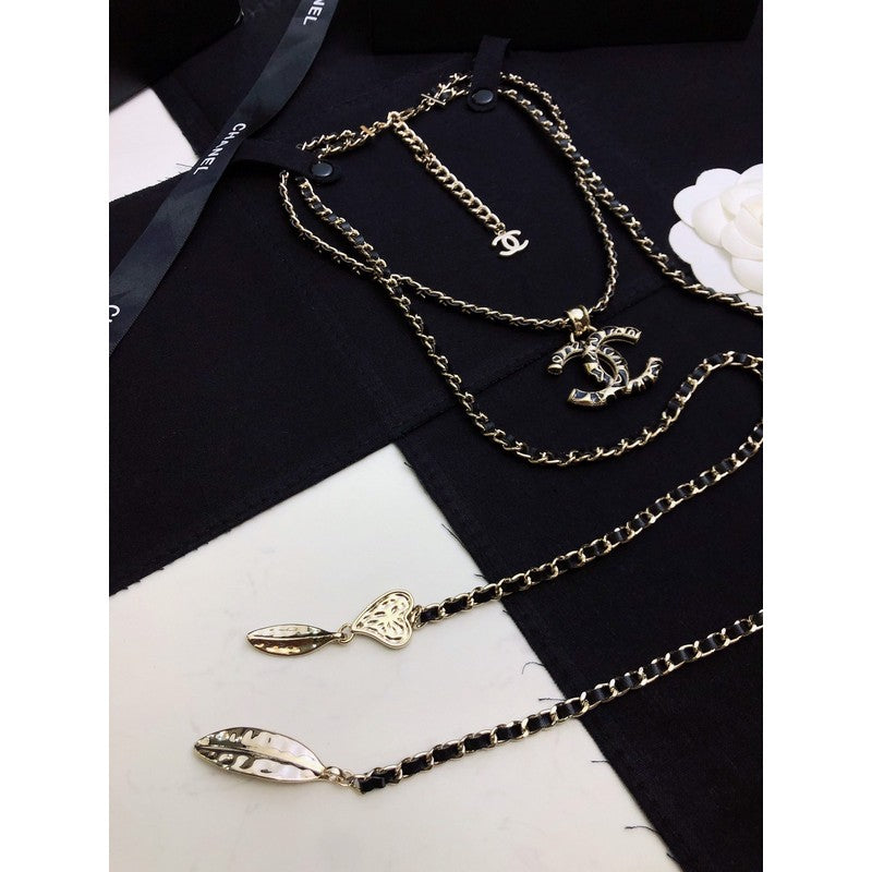 Chanel Long Leather 18K Gold Necklace