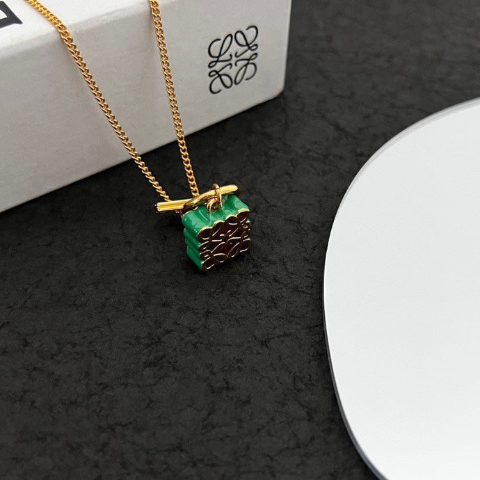 LOEWE Anagram Pendant 18K Gold Necklace