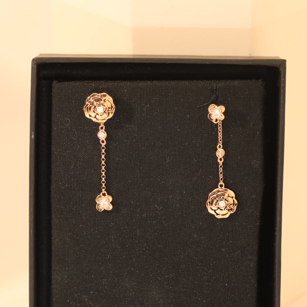 Chanel Camellia 18K Gold Earrings