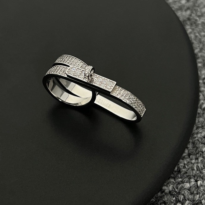Hermes Kelly Gavroche Double 18K Gold Ring