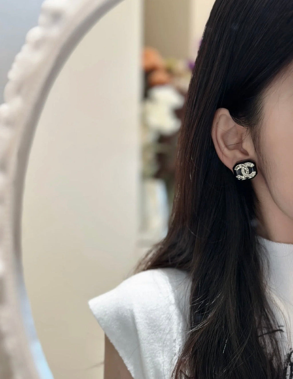 Chanel Resin 18K Gold Earrings