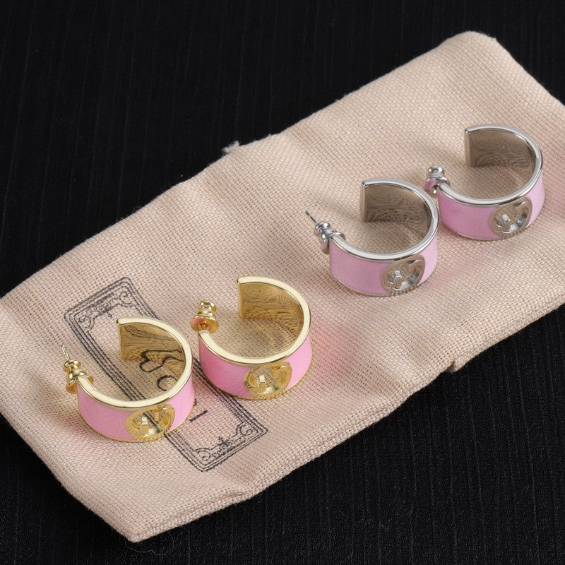 Gucci Double Color Enamel 18K Gold Earrings