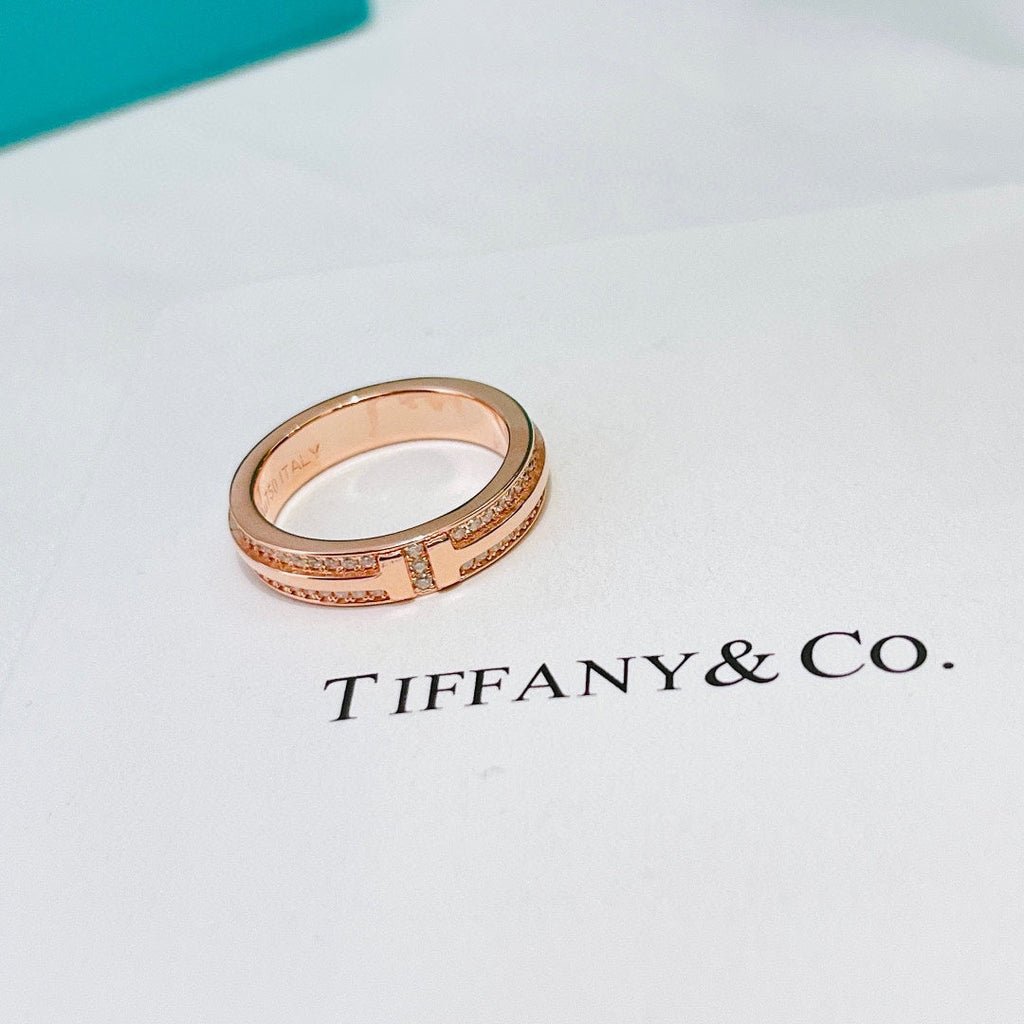 Tiffany Narrow Pave Diamond 18K Gold Ring