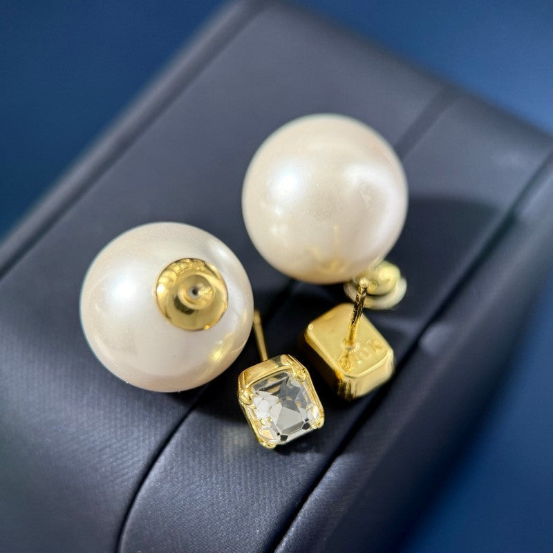 Dior Pearl Crystal 18K Gold Earrings