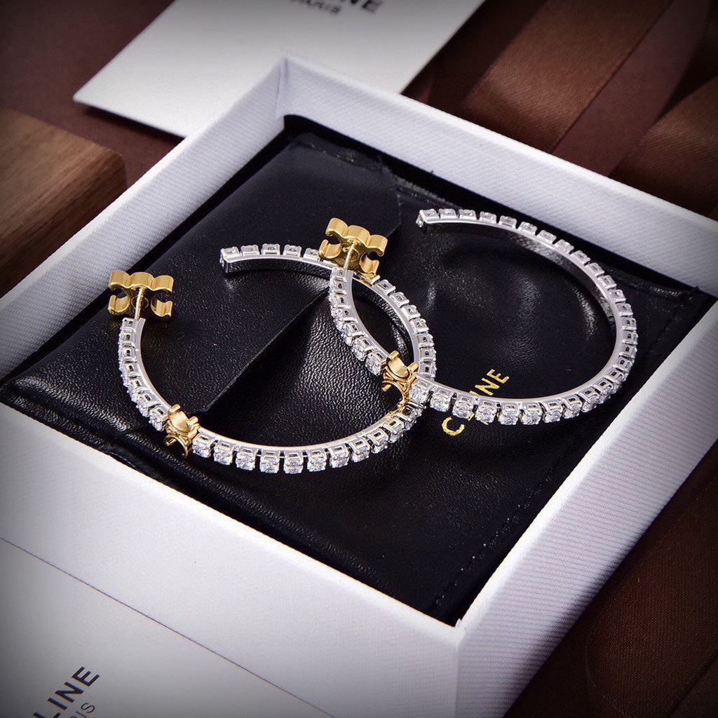 Celine Diamonds Hoops 18K Gold Earrings
