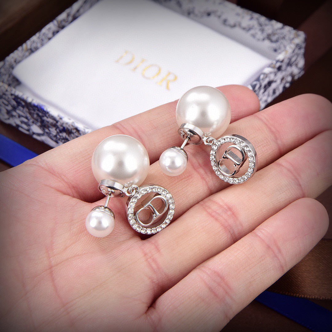 Dior Tribales White Resin Pearls 18K Gold Earrings