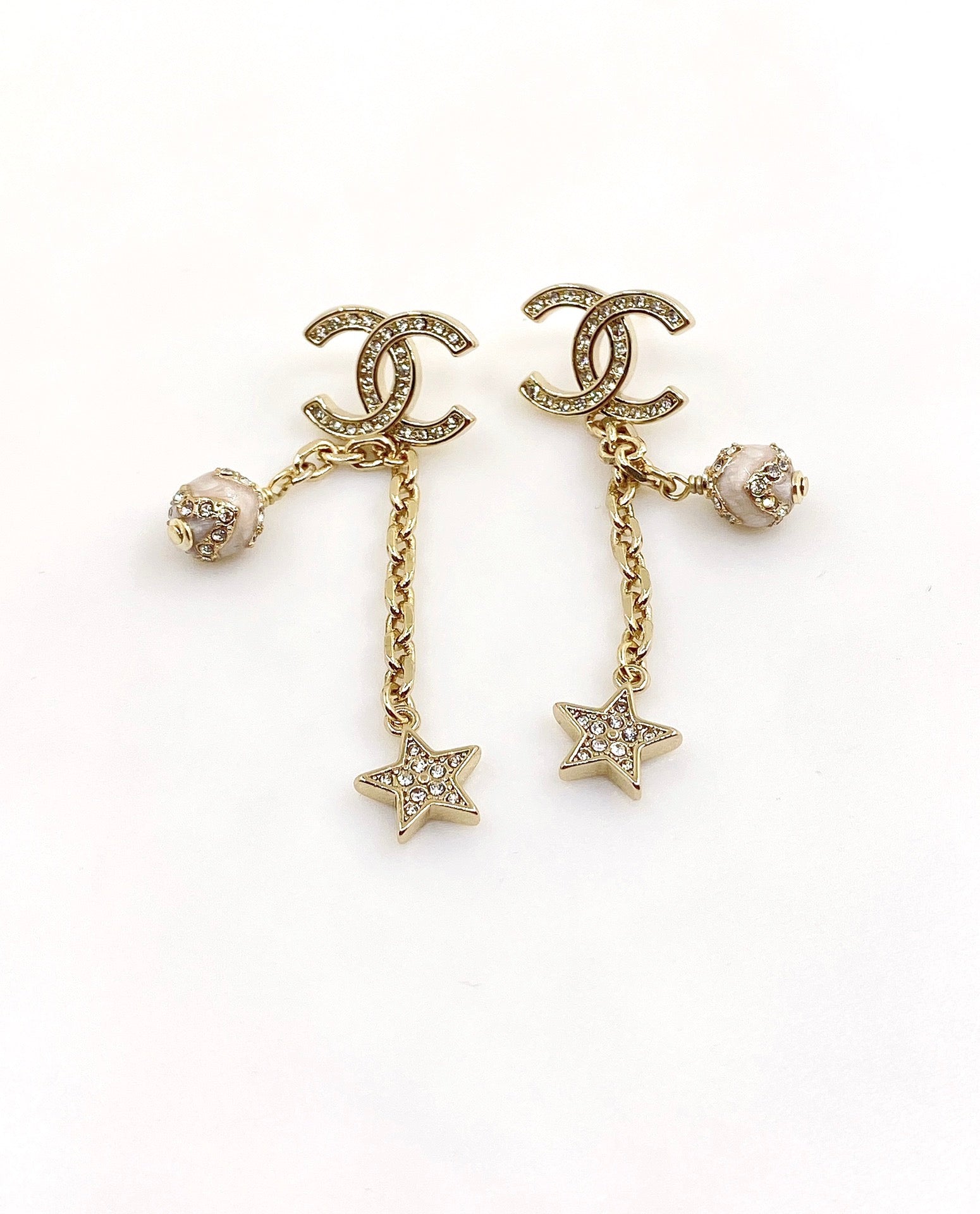 Chanel Star Pearls 18K Gold Earrings