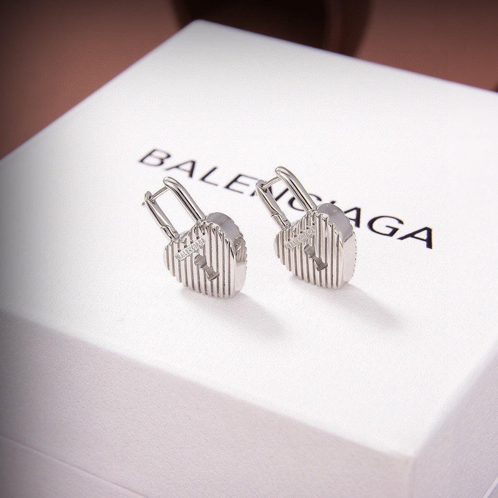 Balenciaga Hear Lock 18K Gold Earrings