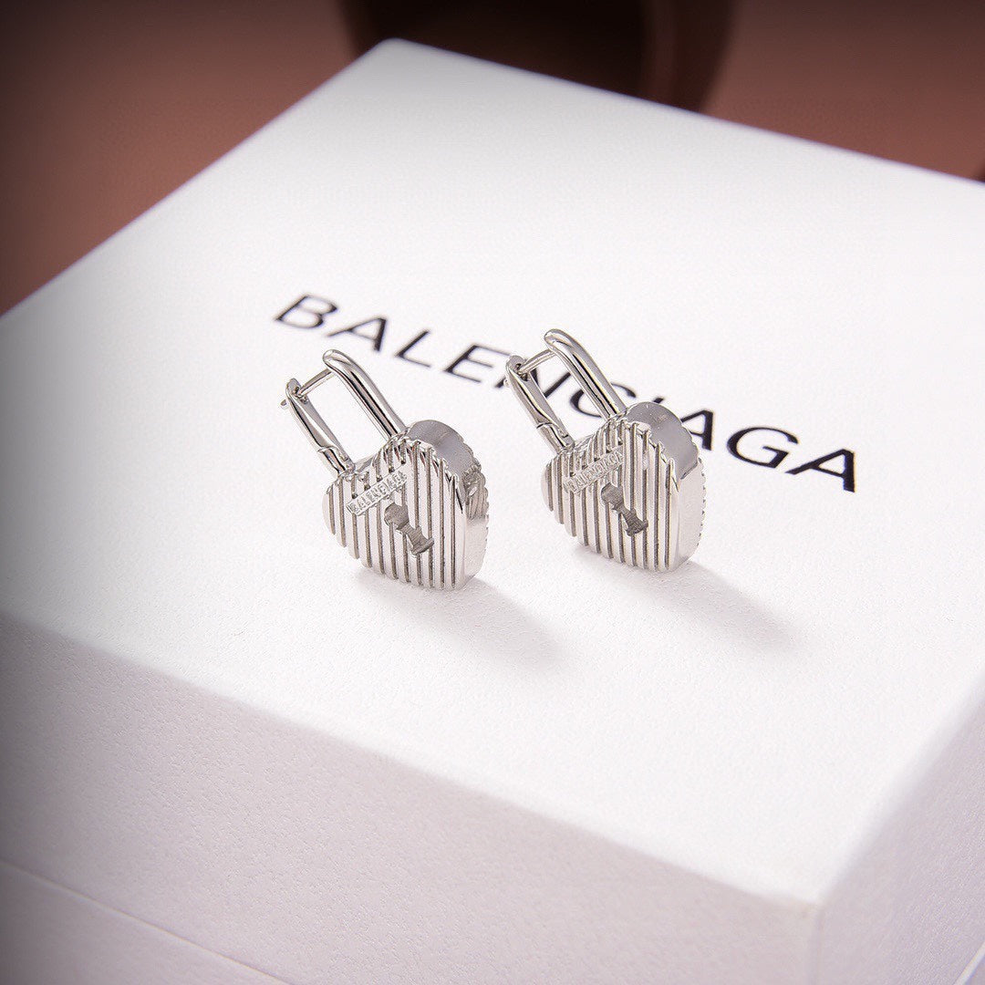 Balenciaga Hear Lock 18K Gold Earrings