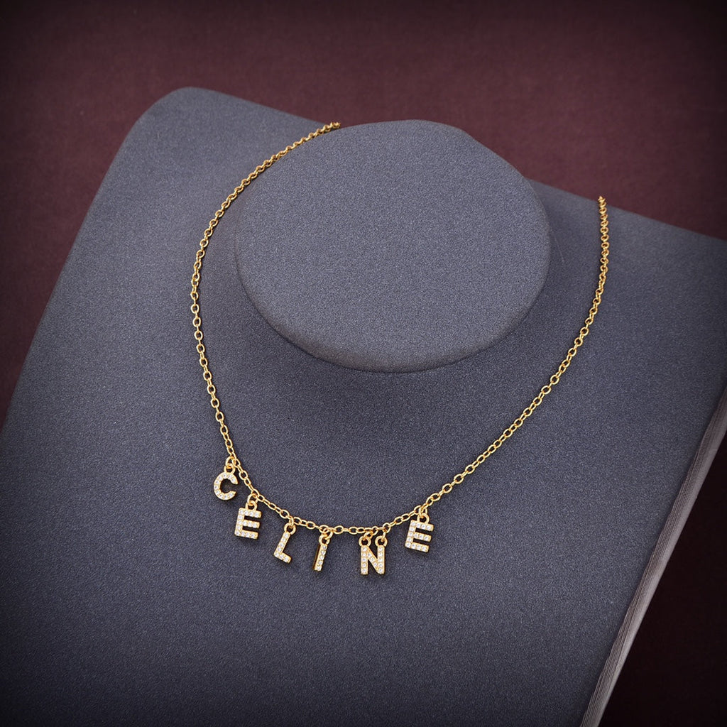 Celine Paris Strass Crystals 18K Gold Necklace