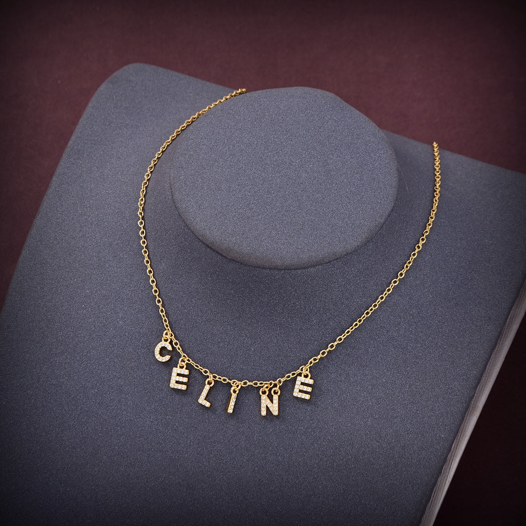 Celine Paris Strass Crystals 18K Gold Necklace
